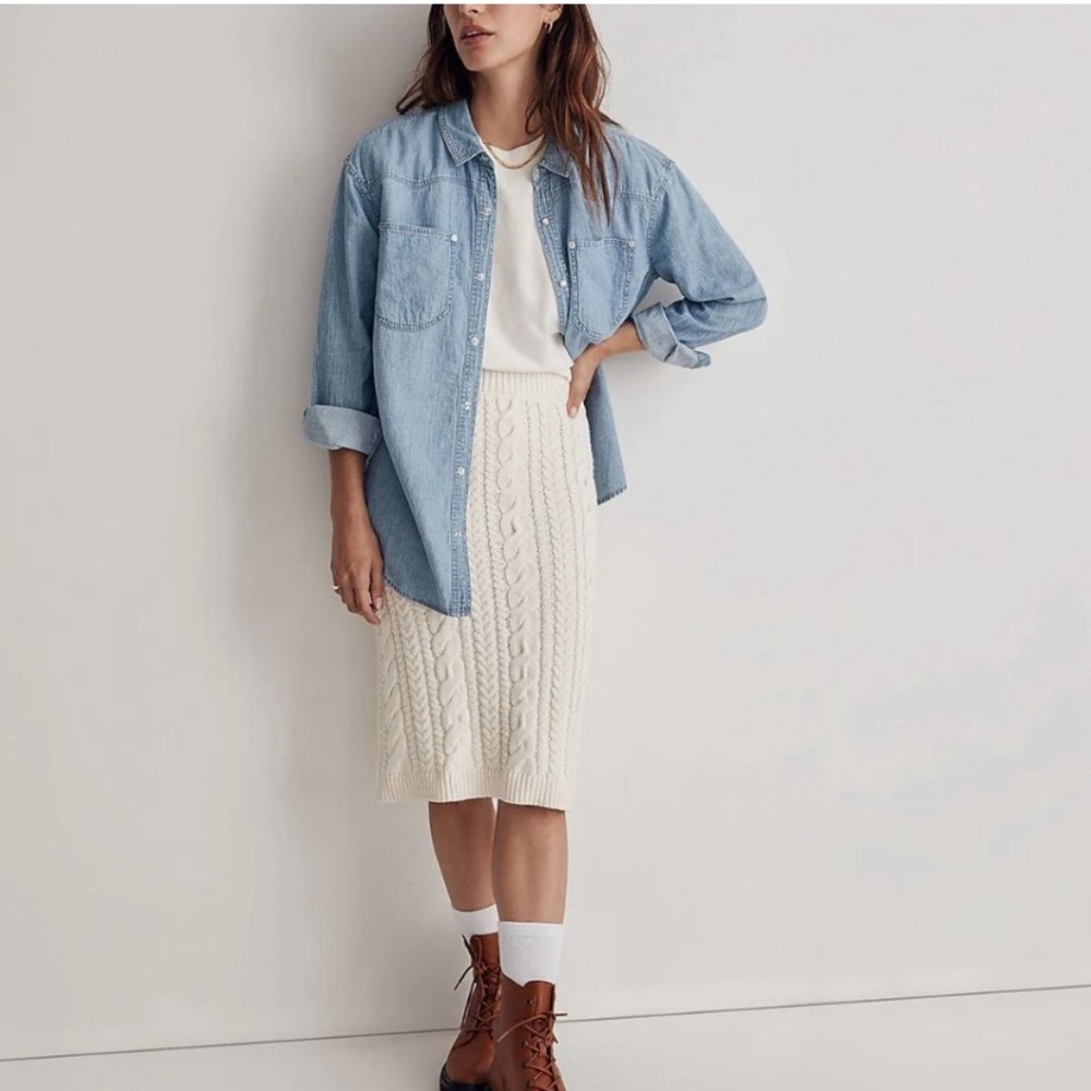 NWT Madewell White Cable Knit Sweater Skirt